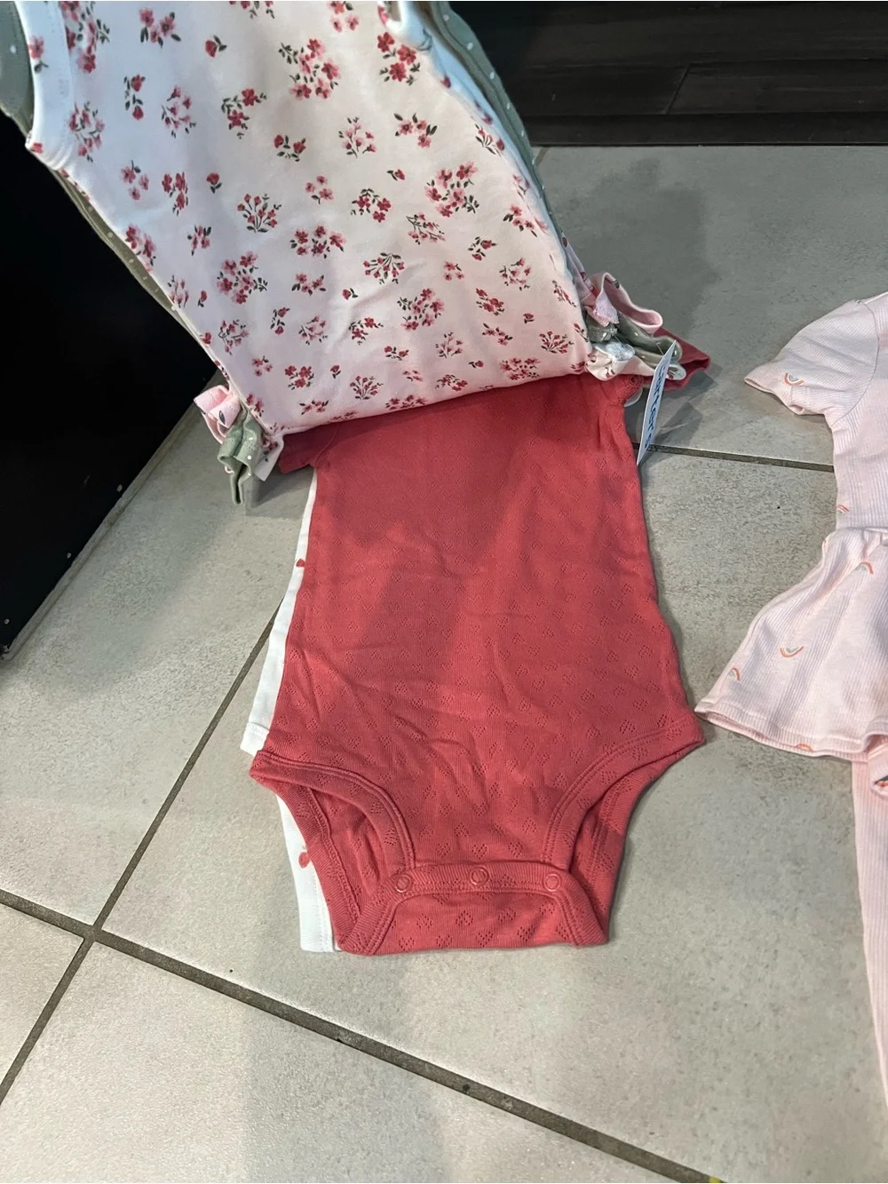 Carter's Pink Cherry Print Bodysuits & Peplum Set